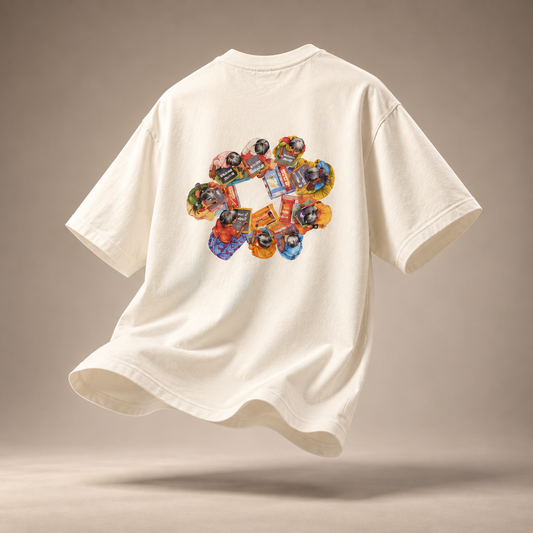 Agara Mudhala kids oversized cotton t-shirt in ivory - flat lay