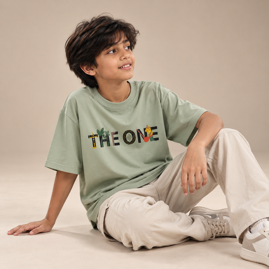 The One | Desert Sage | Kids Oversized Cotton T-Shirt