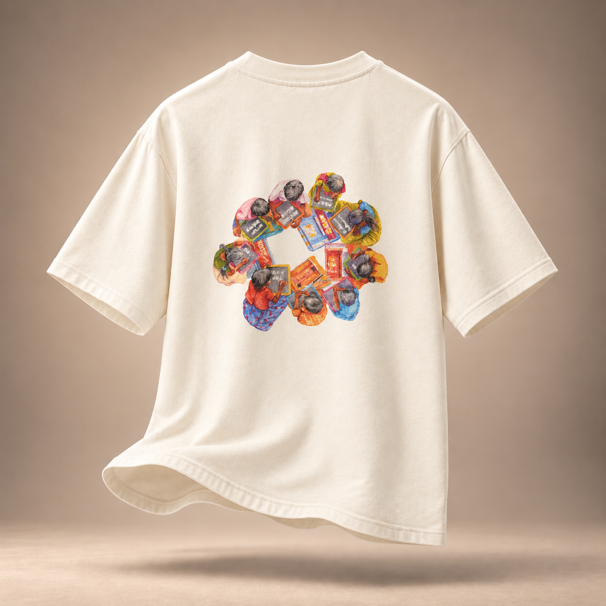 The Beginning kids & teens oversized cotton t-shirt in ivory - flat lay