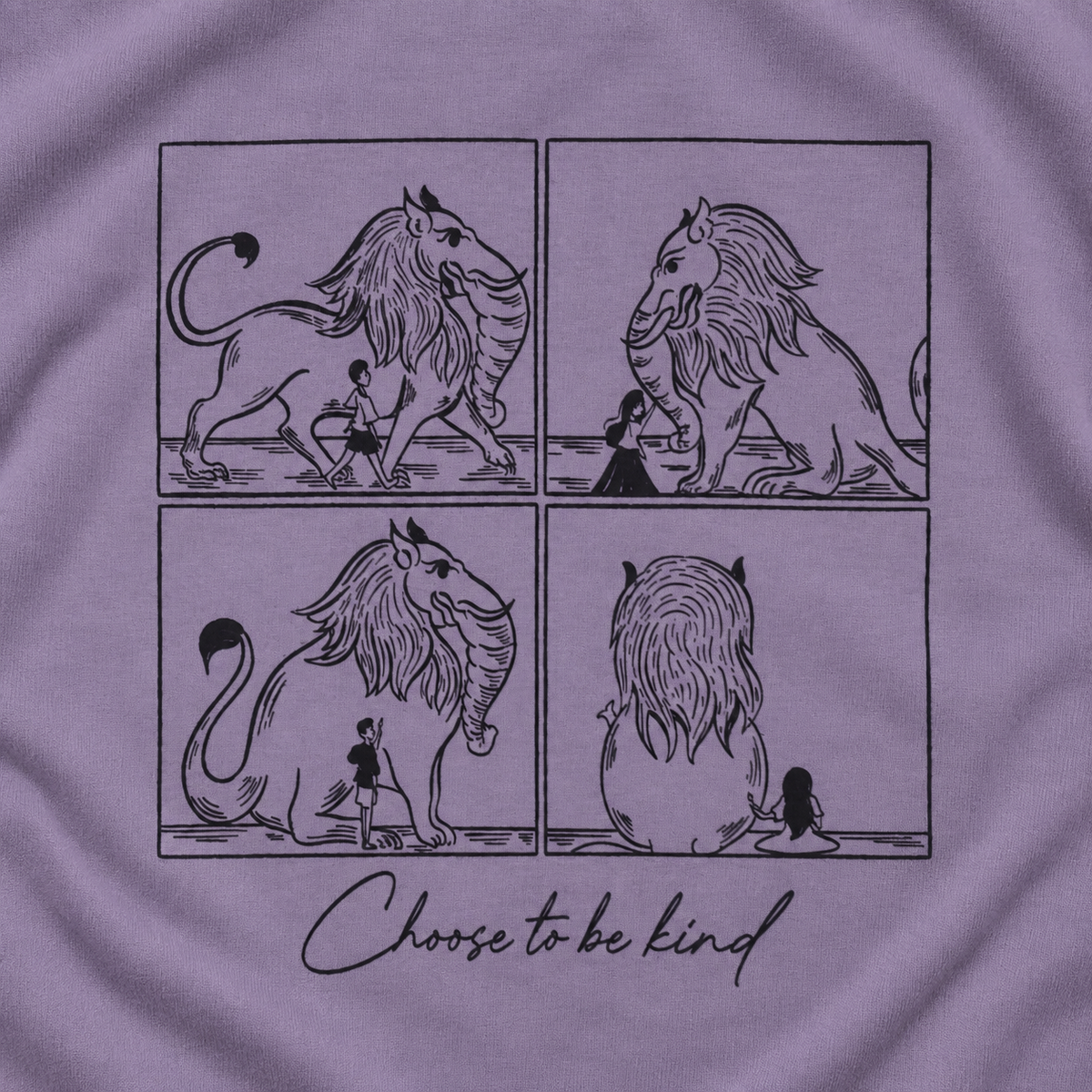 Kindness kids & teens oversized cotton t-shirt in lavender - additional view