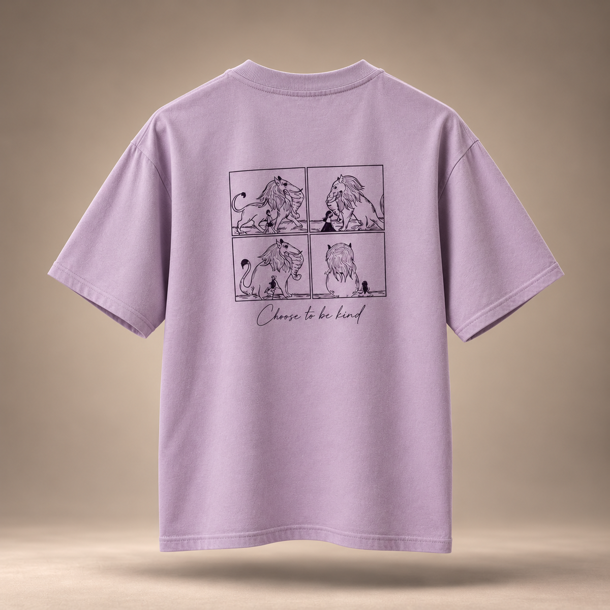 Kindness print kids & teens oversized cotton t-shirt in lavender - back view