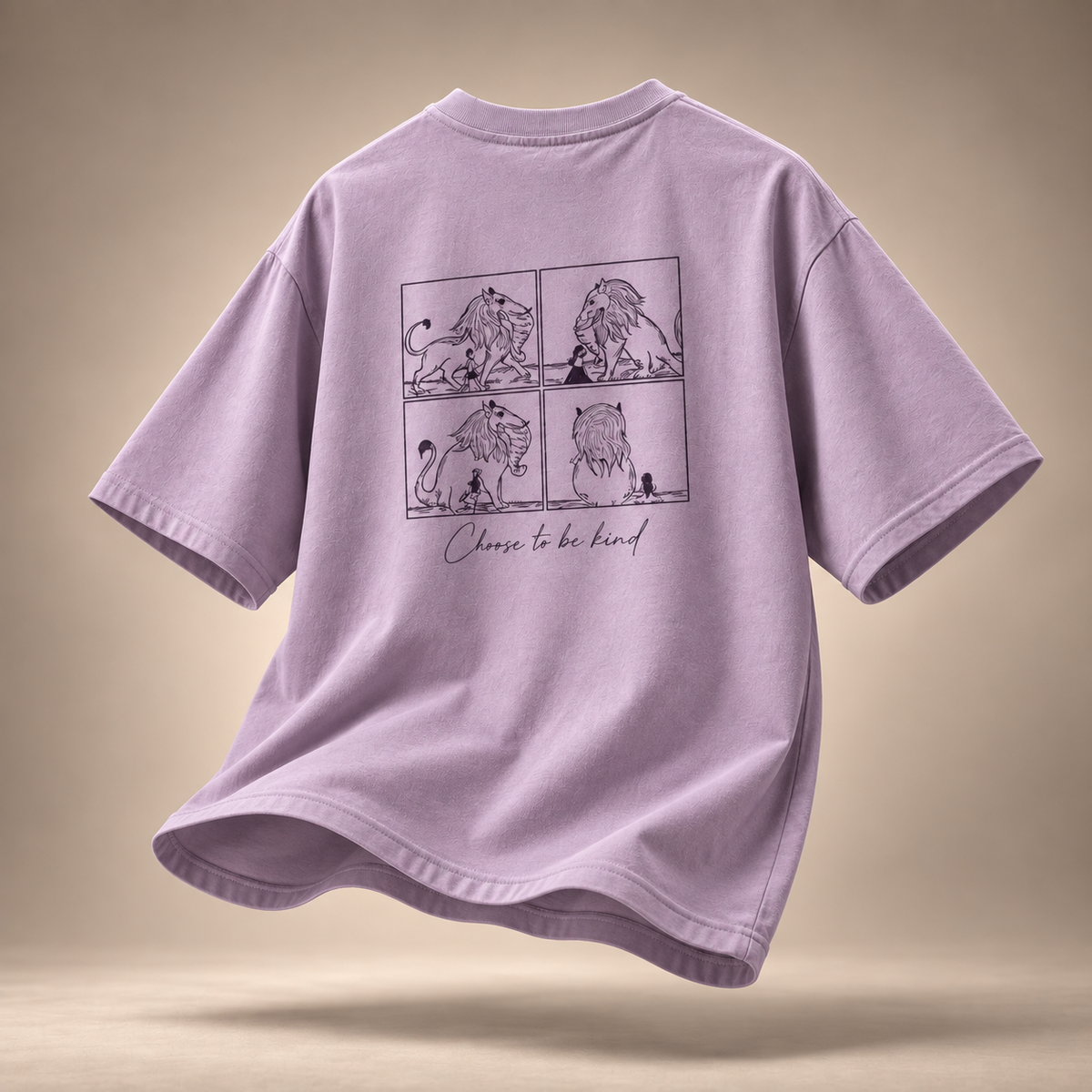 Kindness kids & teens oversized cotton t-shirt in lavender - flat lay