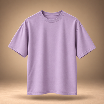 Kindness print kids & teens oversized cotton t-shirt in lavender - front view