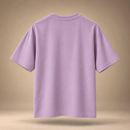 Tanjore Dancing Doll print kids & teens oversized cotton t-shirt in lavender - back view