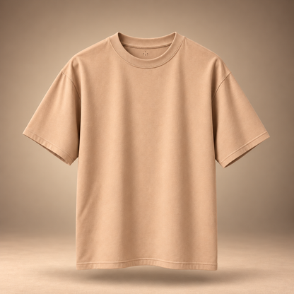 Terracotta Horse print women's oversized cotton t-shirt in orange - front view