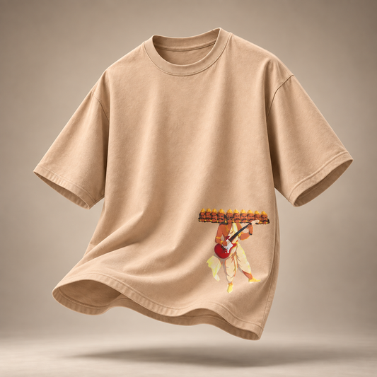 Ravana kids oversized cotton t-shirt in orange - flat lay