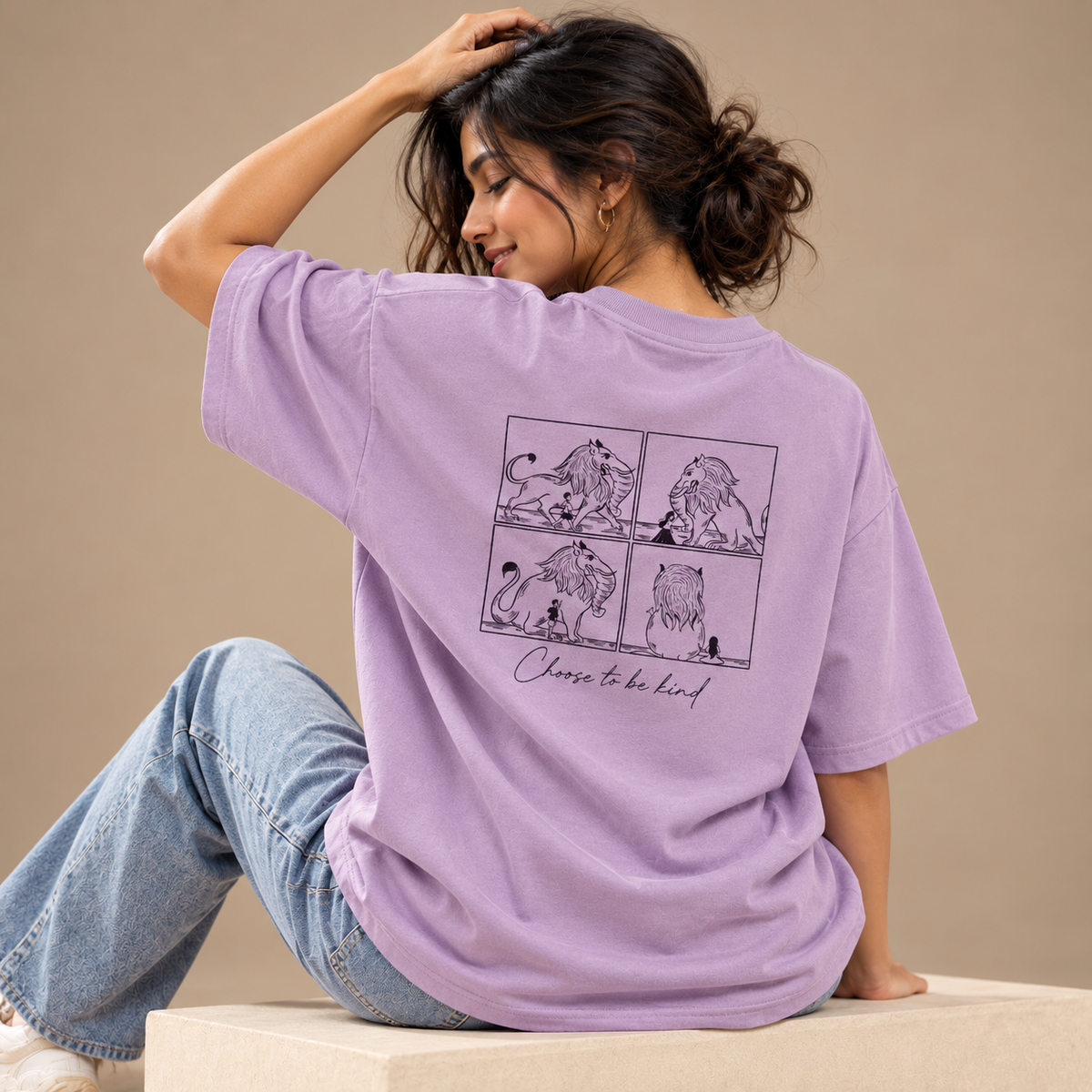 Kindness | Lavender | Women's Oversized Cotton T-Shirt