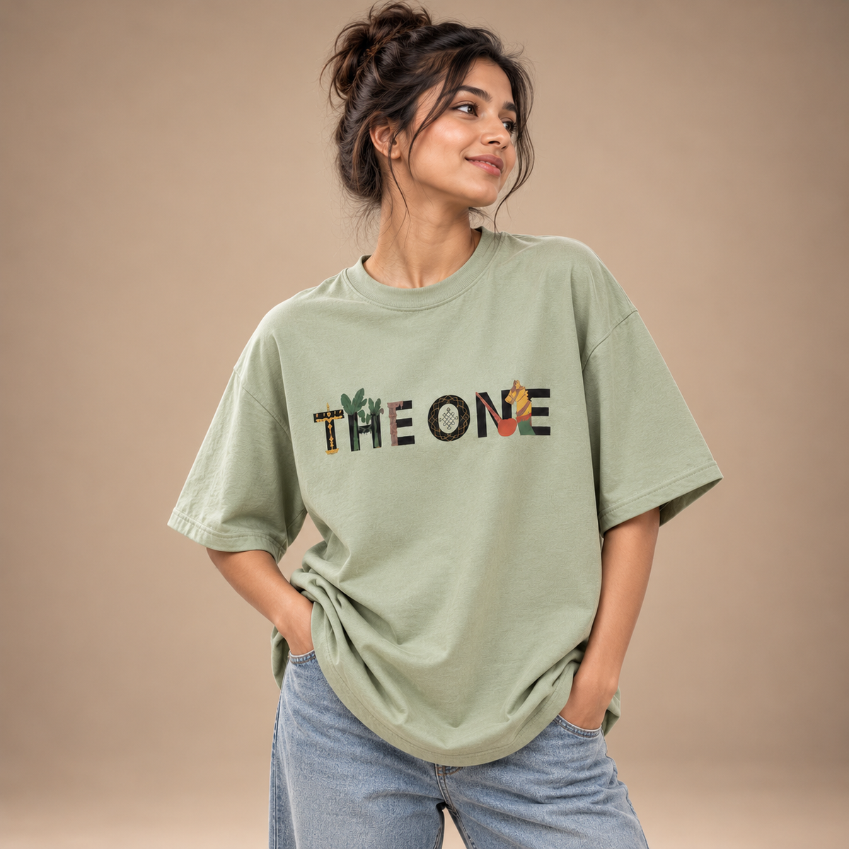 The One | Desert Sage | Women's Oversized Cotton T-Shirt