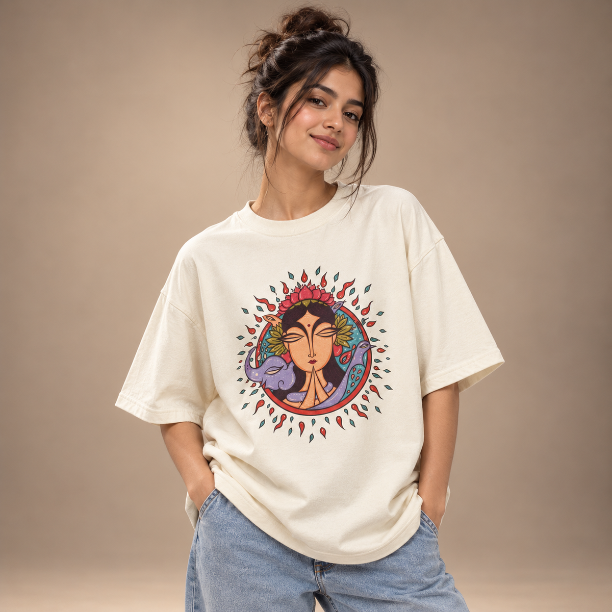 Mother Earth | Tofu | Women's Oversized Cotton T-Shirt